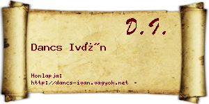 Dancs Iván névjegykártya